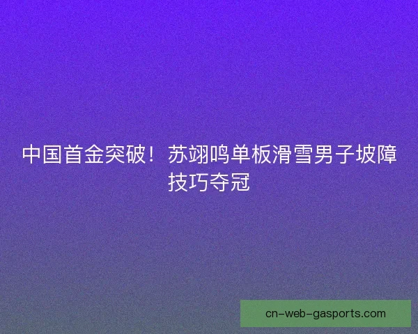 中国首金突破！苏翊鸣单板滑雪男子坡障技巧夺冠